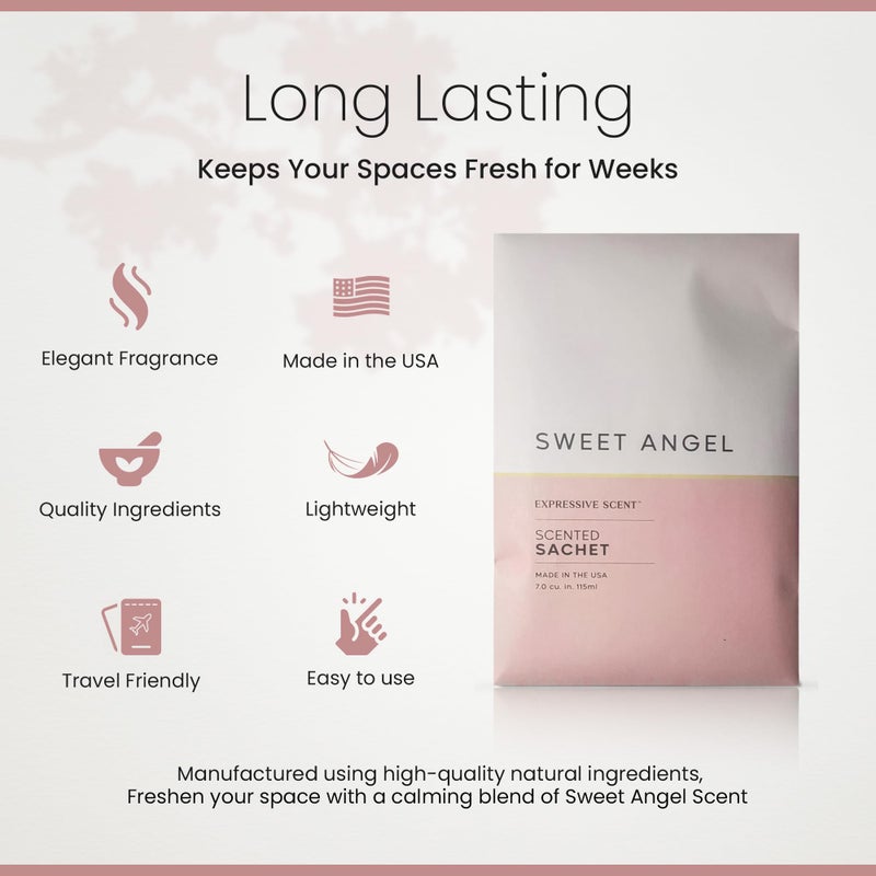 Expressive Scent 6 Pack Sachet (Sweet Angel) Long Lasting Home Fragrance for Drawers Dressers Closets Cars Kitchen - Image 3